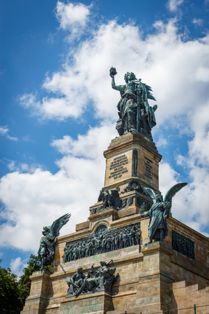 The Germania statue at the Niederwalddenkmal above Rüdesheim am Rhein.のeditorial素材
