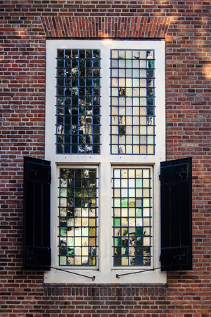 Traditional dutch glass window.の写真素材
