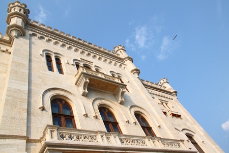 Facade of Miramare Castle in Trieste Italyのeditorial素材