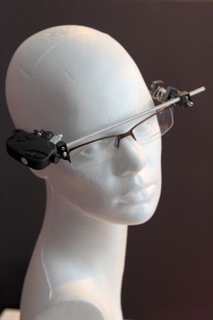 ROME - OCTOBER 06: Manikin wearing technological glasses equipped with webcame at the first European Maker Faire Festival on October 06, 2013 in Rome, Italyのeditorial素材