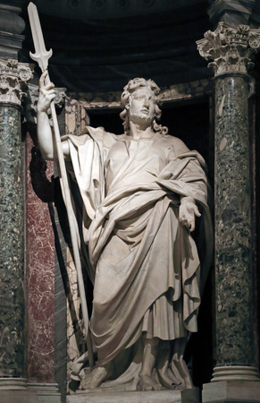 Statue of Jude the apostle into a niche in the Archbasilica of St. John Lateran, Rome Italyのeditorial素材