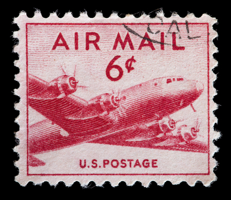 UNITED STATES OF AMERICA - CIRCA 1949: A used postage stamp printed in United States shows DC-4...