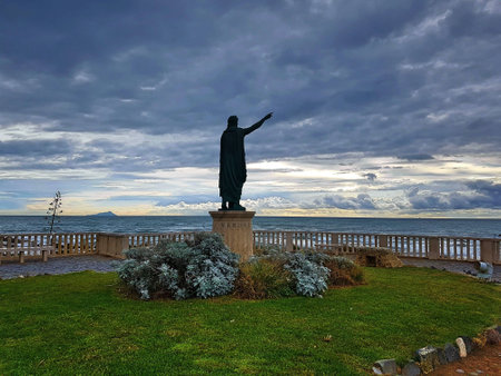 Statue of Nero and storm coming.の写真素材