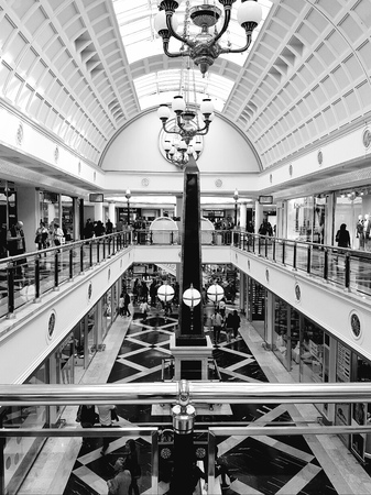 Shopping center in b & w.のeditorial素材