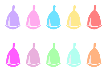 different colors of menstrual cupsの写真素材