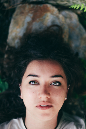 Beauty Portrait About a Real Woman in Natureの写真素材