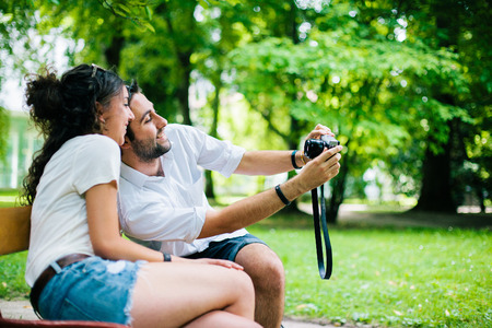 l Couple taking a photoの写真素材
