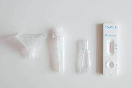 home use test kit for corona rapid self test with negative covid-19 resultの写真素材