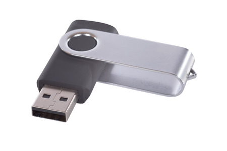 Isolated USB portable flash drive providing external memory storage for computers viewed open...