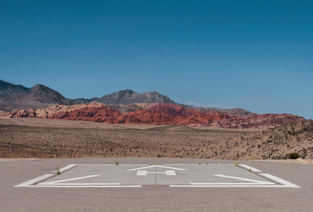 Helicopter landing pad in Red Rock Canyon, Nevada, during a sunny day of summer.の写真素材