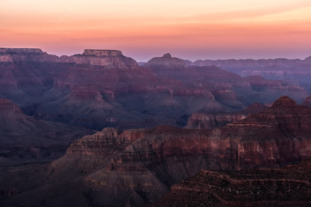 Wide open view of the Grand Canyon National Park from the Hopi Point at dusk - Arizonaの写真素材