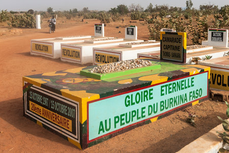 Burkina Faso (1983-1987) Captain Thomas Sankara, buried in the Dagnoen cemetery in Ouagadougou (Burkina Faso). Nowadays he is considered a national hero by many citizens of Burkina Faso. He gave the contemporary name of Burkina Faso to the country. The grのeditorial素材