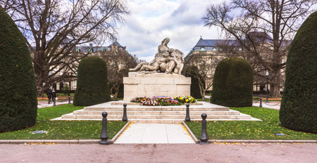 War Memorial in the Republic Square in Strasbourg, France. Monument dedicated to war victims:のeditorial素材