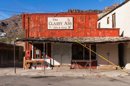 Front view of a gift shop in Oatman, Arizonaのeditorial素材