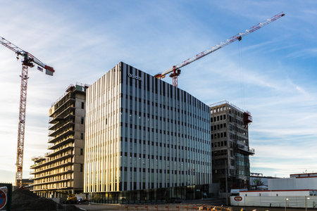 New headquarters of the ADIDAS in the new international business district next to the European Parliament in Strasbourg, France.のeditorial素材
