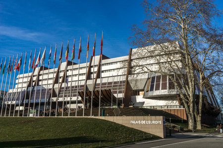 Building of the Council of Europe Headquarters located in Strasbourg, France.のeditorial素材