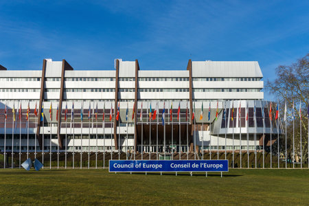 Building of the Council of Europe Headquarters located in Strasbourg, France.のeditorial素材