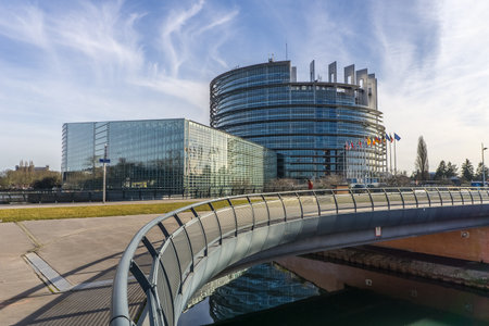 The Louise Weiss building, seat of the European Parliament located in Strasboug, Franceのeditorial素材