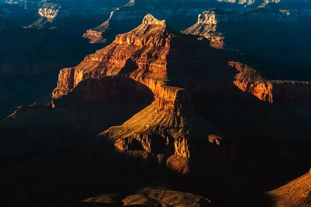 Sunlit rock formations in Grand Canyon National Park in summer, Arizona, USA.の写真素材