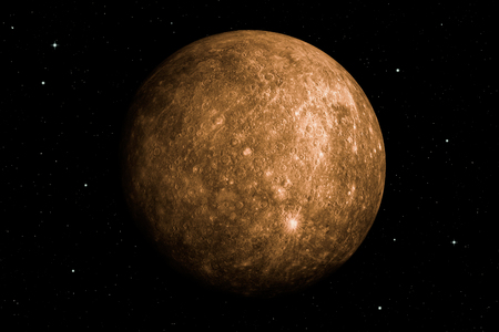 3d rendering of Mercury planet with deep space background.