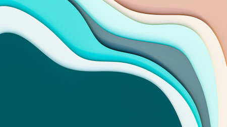 Wavy lines colorful abstract background with neutral tones and with copy space 3D rendering illustration.の写真素材
