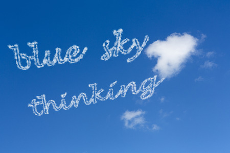 Blue Sky Thinking Concept with sky writing effectの写真素材