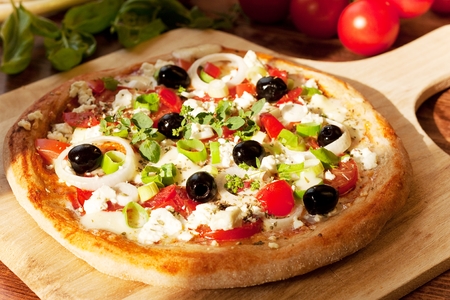 Greek Style Pizza Fresh Homemade Pizzaの写真素材