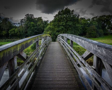 Footbridge over the river Ribble in Clitheroe. Symmetry and texture