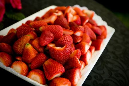 An appetizer plate of strawberriesの写真素材