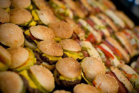 Miniature Hot dogs and Hamburgersの写真素材