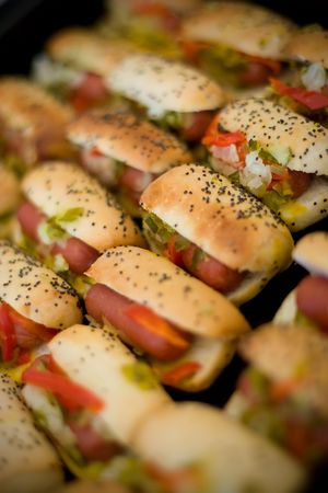 Miniature Hot dogs and Hamburgersの写真素材