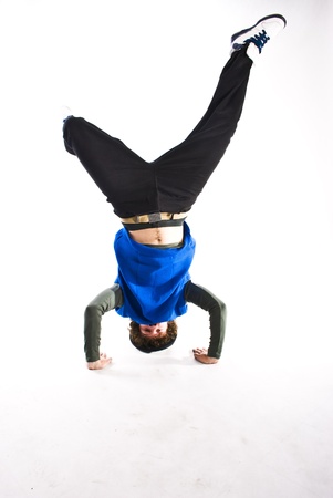 Break dancer rotating on headの写真素材