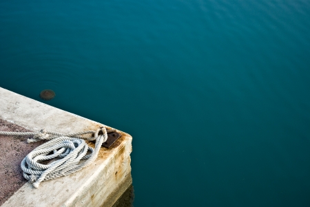 Hawser rope in portの写真素材