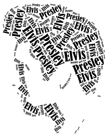 Elvis Presley portrait. Word cloud illustration.のeditorial素材