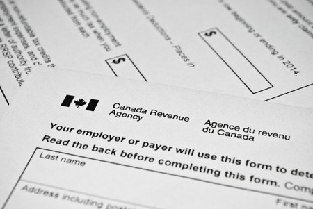 Canadian tax form. Personal income tax form used in Canada.の写真素材