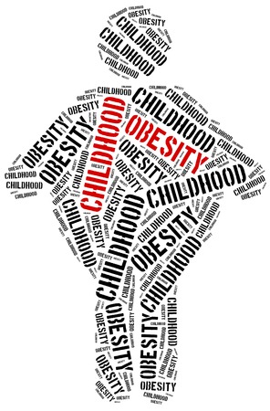 Word cloud illustration related to childhood obesity. Health care concept.の写真素材