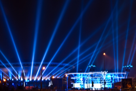 KATOWICE, POLAND - DECEMBER 28, 2015: Saucer - sport and cultural arena in Katowice, Poland. Preparations are annual New Year Eve celebration.のeditorial素材