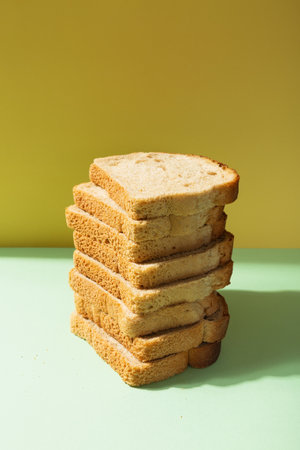 Pile of toast bread on one-tonの写真素材