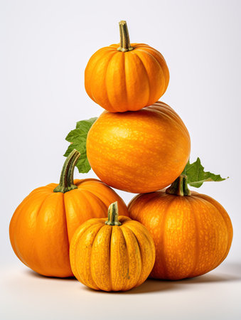 Pumpkins on a white background. Generative AIの素材