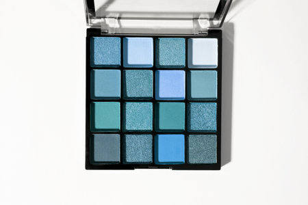 Beauty product cosmetic powder for make up eye. Eyeshadows palette as close up texture background. Top viewの写真素材