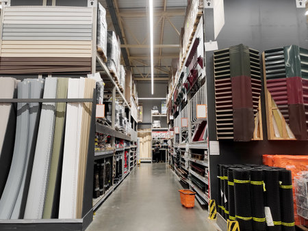 Warehouse aisle of building materials, hardware storeの写真素材