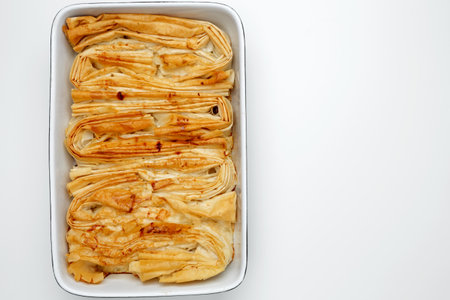 Finished Crinkle Cake made from phyllo doughの写真素材