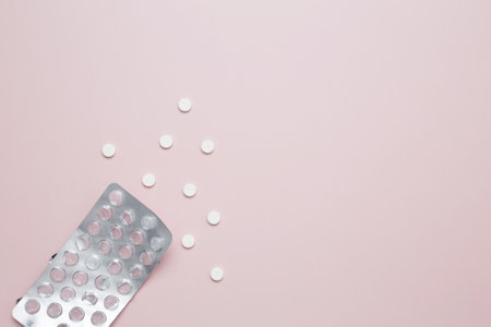 Blister of tablets with pills. Concept of medicine, healthcare, and pharmaceutical industryの写真素材