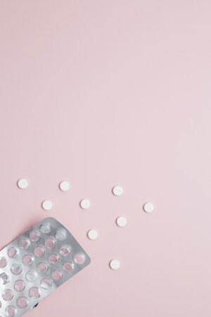 Blister of tablets with pills. Concept of medicine, healthcare, and pharmaceutical industryの写真素材