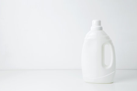 White mockup of laundry gel. Household cleaning and hygiene concept packagingの写真素材