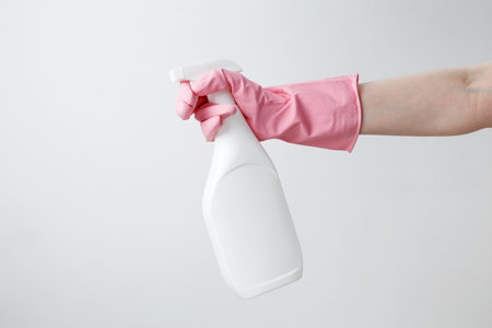 Cleaning supplies branding mockup, ready for a productive and satisfying spring refresh. Household cleaning and hygiene concept conceptの写真素材