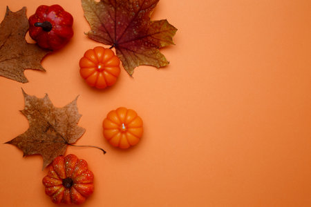 Halloween decoration pumpkins maple leaves autumn festive mood