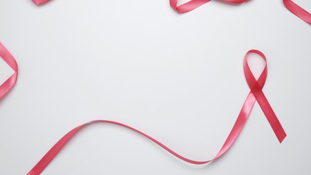 Pink ribbon representing awareness and prevention of breast cancerの写真素材