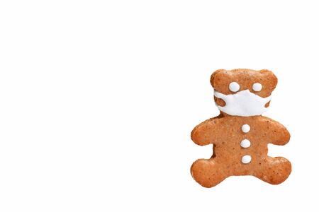 Gingerbread bear with protective face maskの写真素材