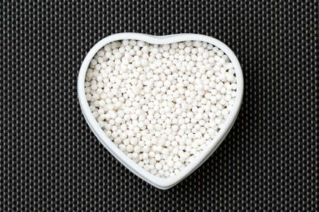 Dry tapioca pearls in a bowl, top view